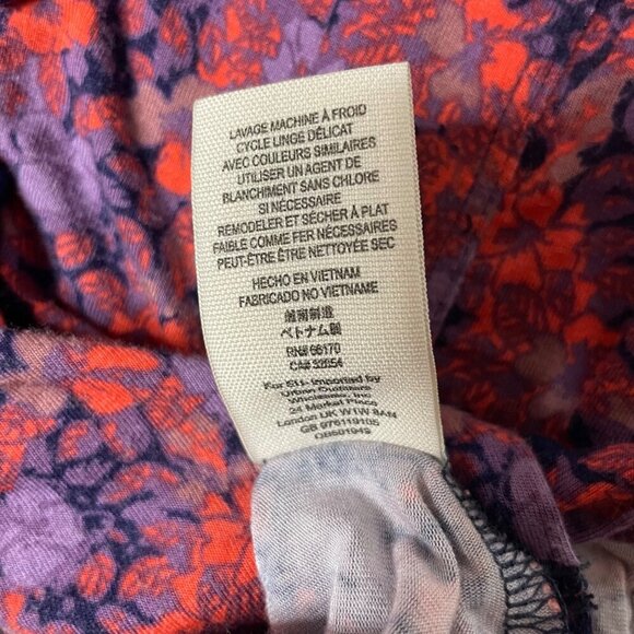 Free People Women’s Medium Red Purple Floral V-Neck Stretch Knit Top Blouse - Picture 5 of 8